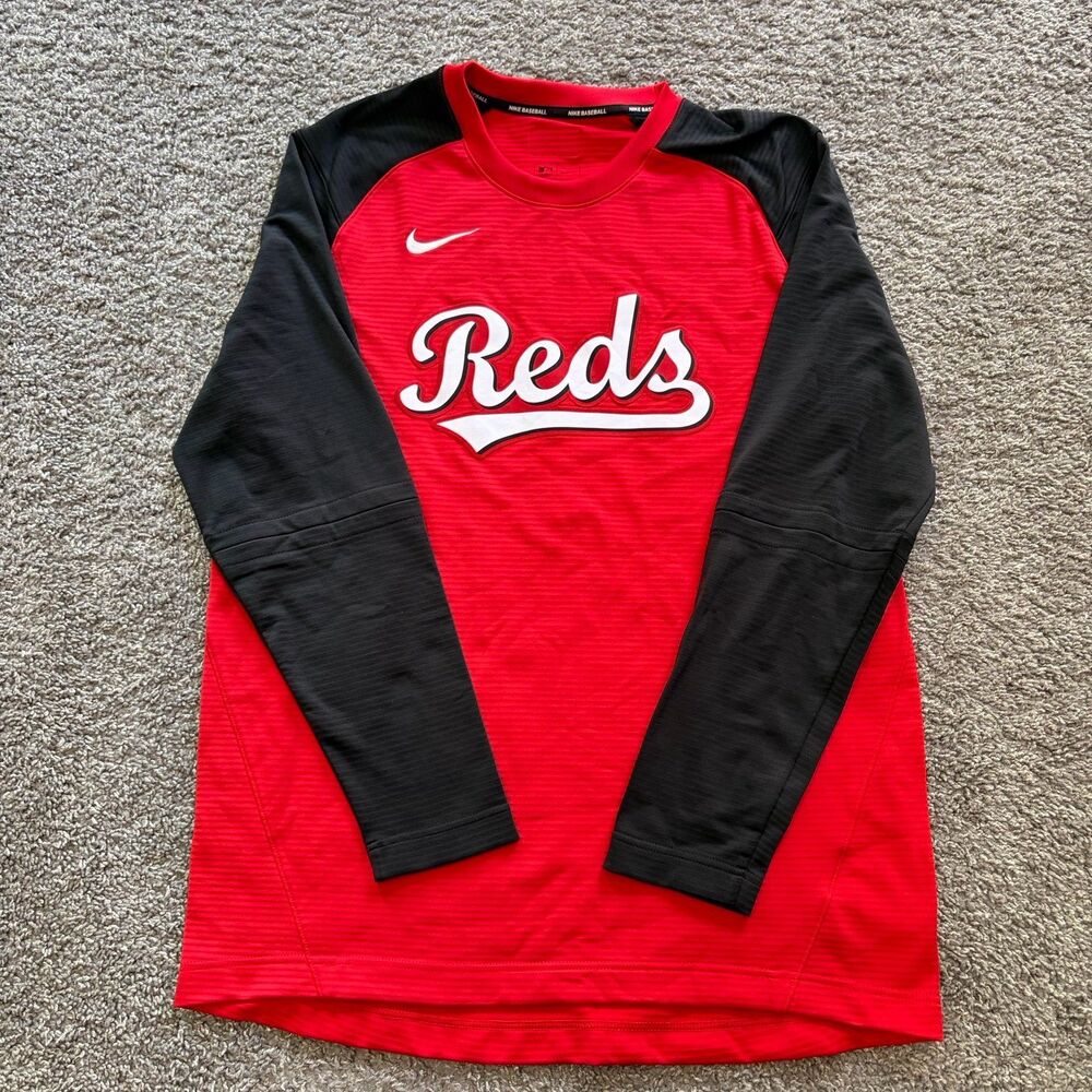 Nike Cincinnati Reds Team Issued Raglan Sweatshirt Pullover Mens Size Large MLB